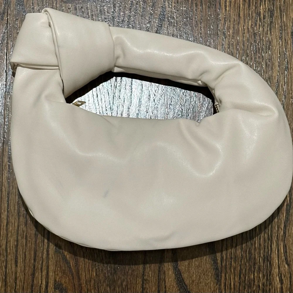 Melie Bianco Cream Alexandra Bag with Knotted Handle - Picture 2 of 4